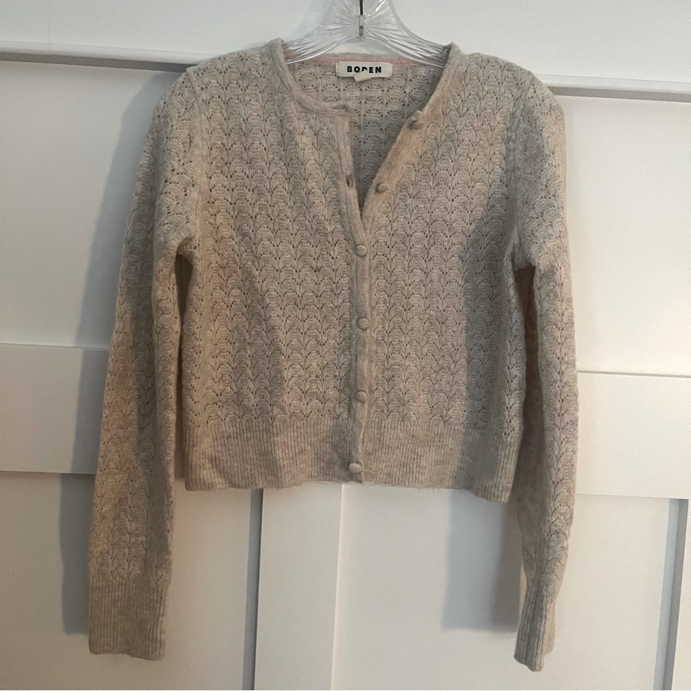Boden (XS) Wool Blend Pointelle Cardigan Sweater